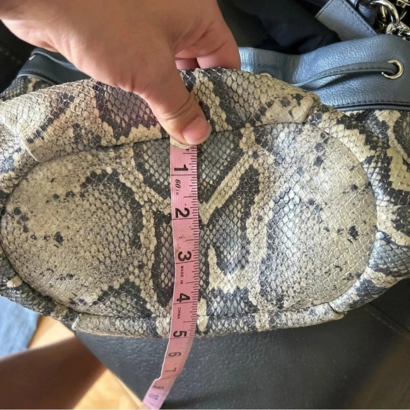 Coach Madison Marielle Python Snakeskin Blue Drawstring Shoulder Bucket Bag - Picture 12 of 14